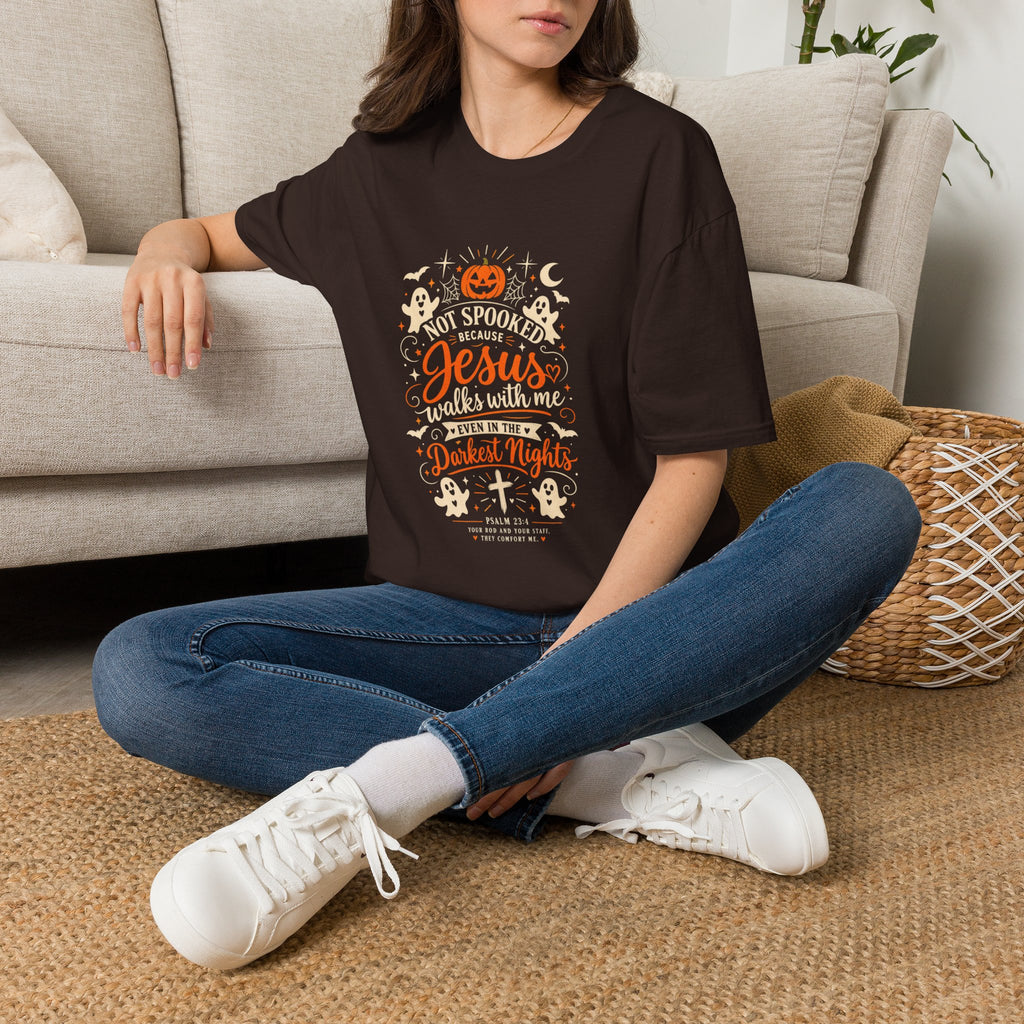 Not Spooked Because Jesus Walks With Me T-Shirt | Halloween Christian Tee