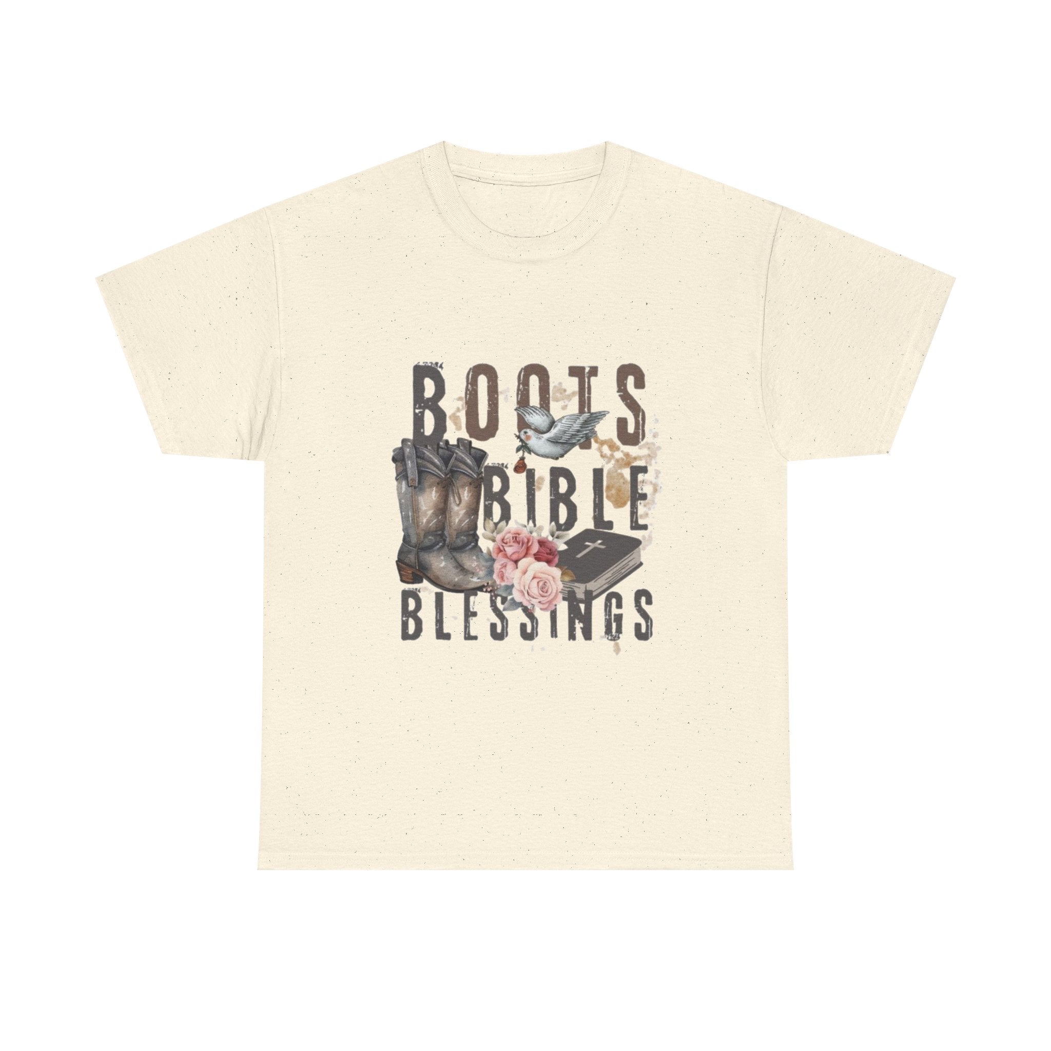 Boots Bible Blessings Shirt | Christian Western Graphic Tee | Faith Cowgirl T-Shirt | Rustic Country Christian Gift for Women