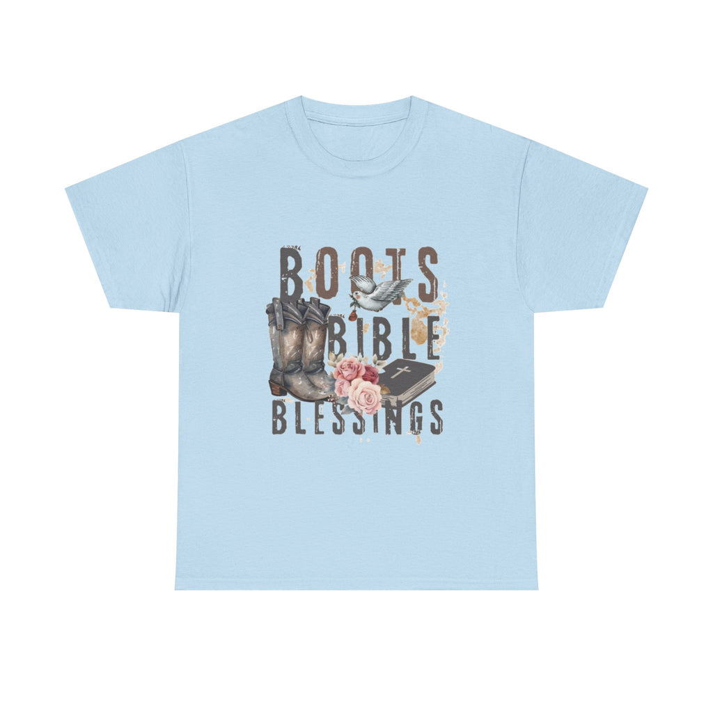 Boots Bible Blessings Shirt | Christian Western Graphic Tee | Faith Cowgirl T-Shirt | Rustic Country Christian Gift for Women