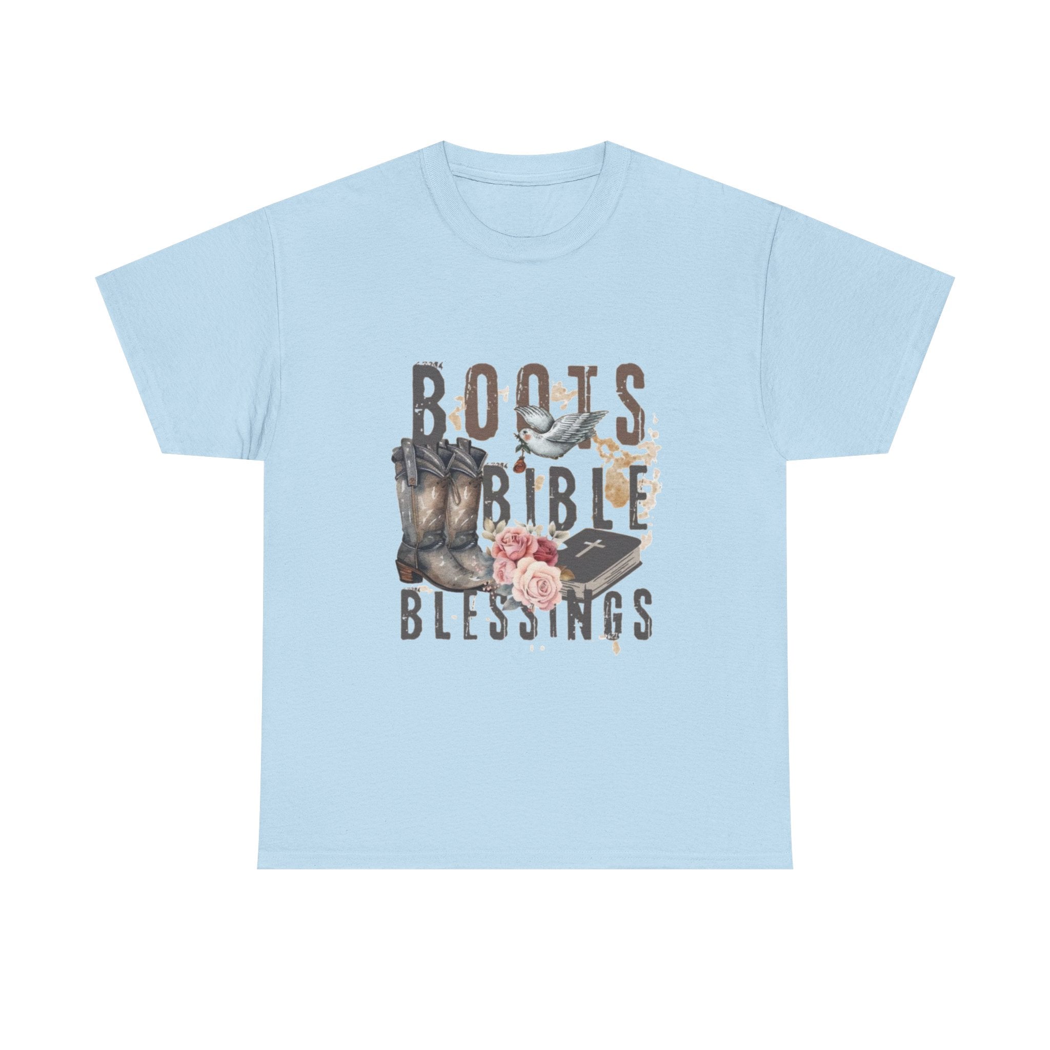 Boots Bible Blessings Shirt | Christian Western Graphic Tee | Faith Cowgirl T-Shirt | Rustic Country Christian Gift for Women