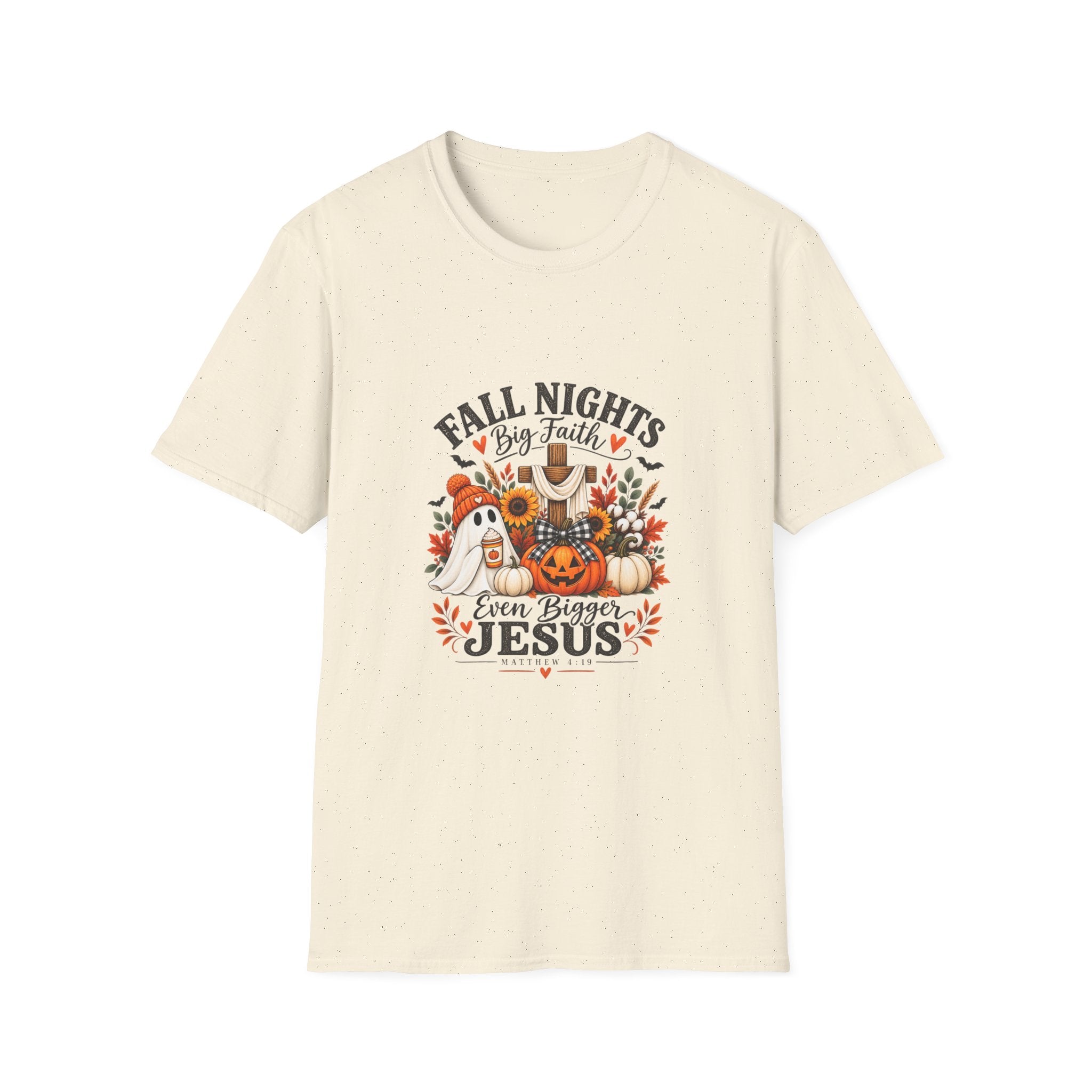 Fall Nights Big Faith, Fall Graphic T-Shirt | Autumn Pumpkin, Jesus Theme