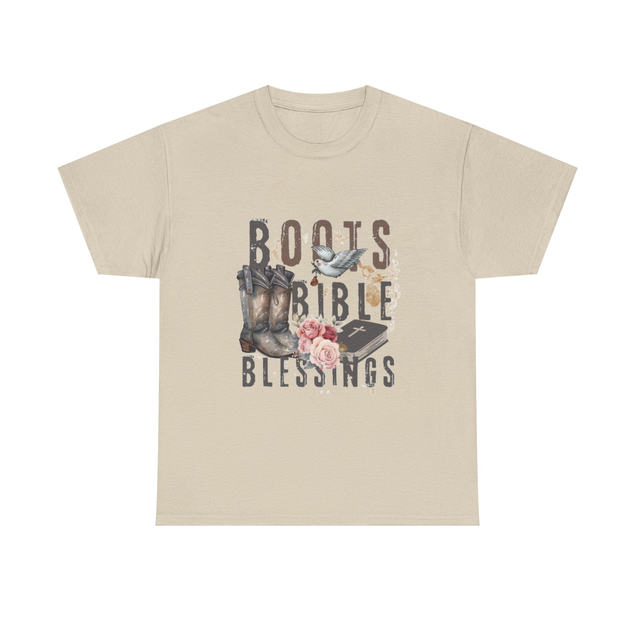Boots Bible Blessings Shirt | Christian Western Graphic Tee | Faith Cowgirl T-Shirt | Rustic Country Christian Gift for Women