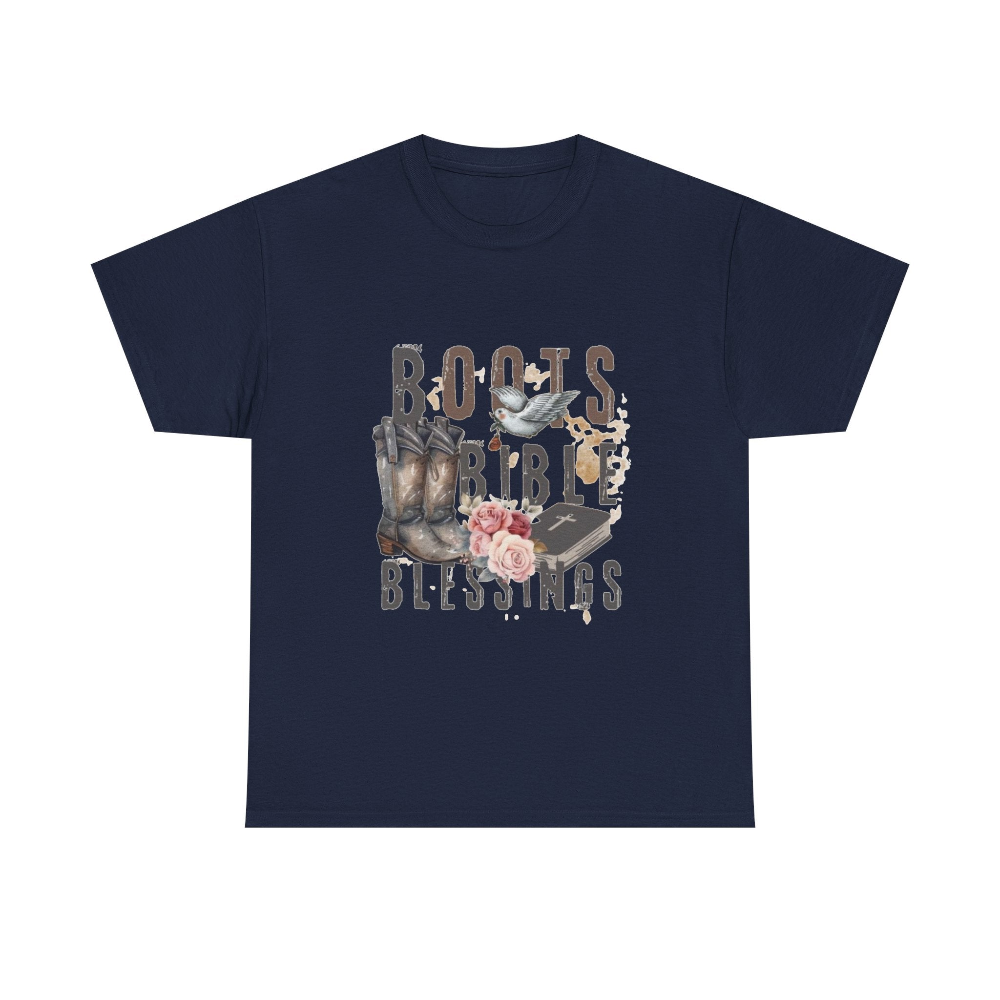 Boots Bible Blessings Shirt | Christian Western Graphic Tee | Faith Cowgirl T-Shirt | Rustic Country Christian Gift for Women
