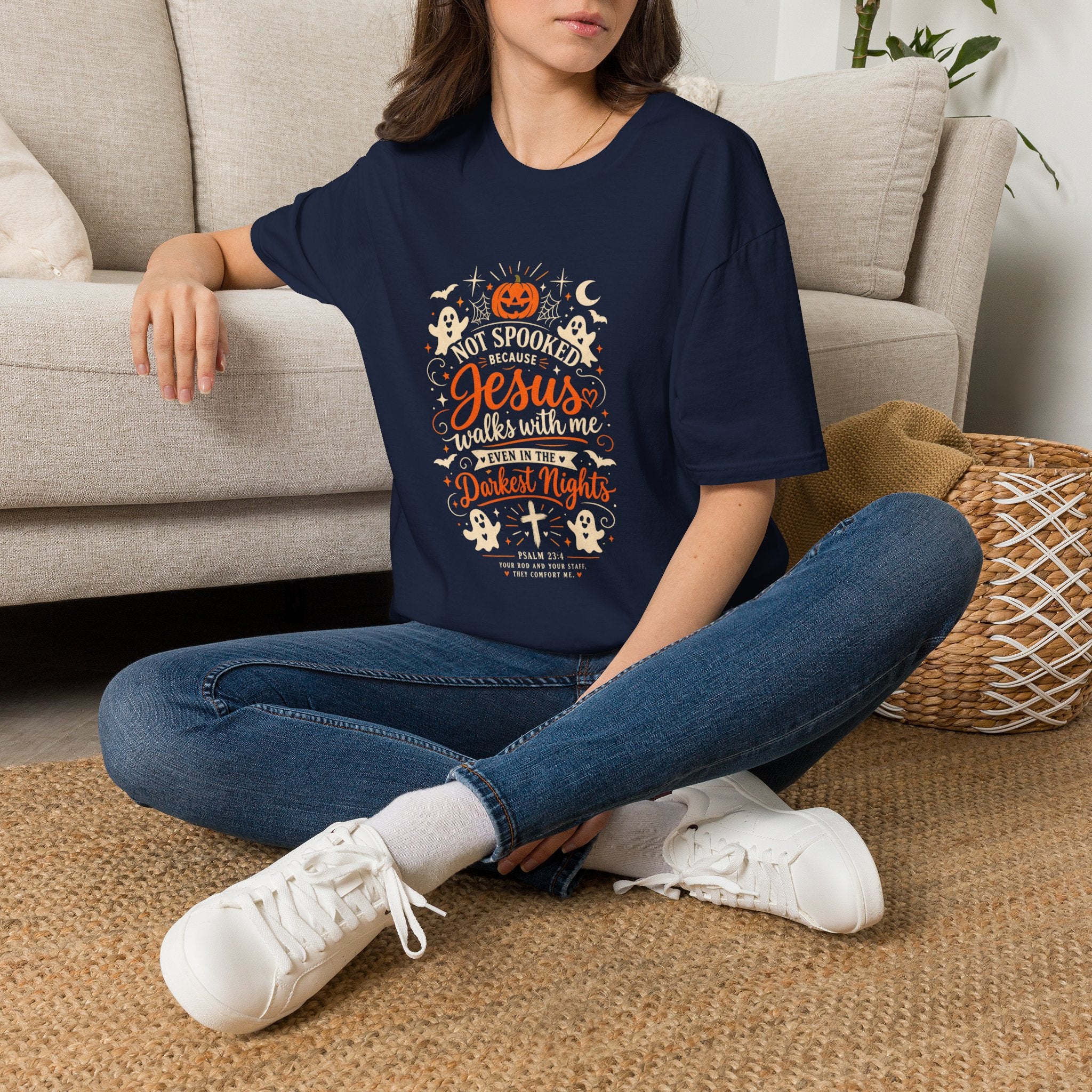 Not Spooked Because Jesus Walks With Me T-Shirt | Halloween Christian Tee
