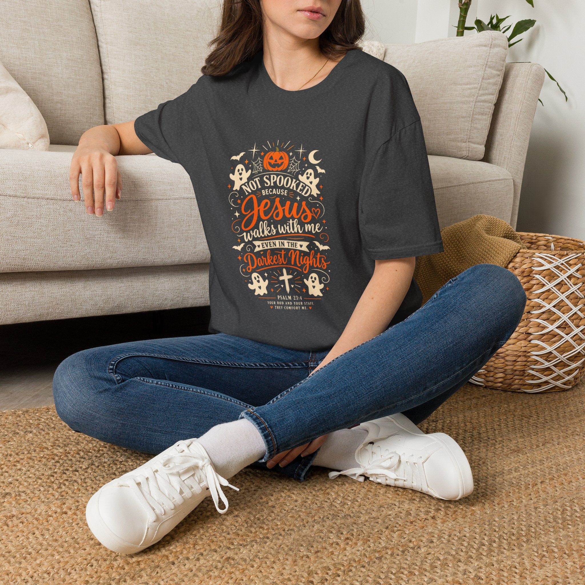 Not Spooked Because Jesus Walks With Me T-Shirt | Halloween Christian Tee